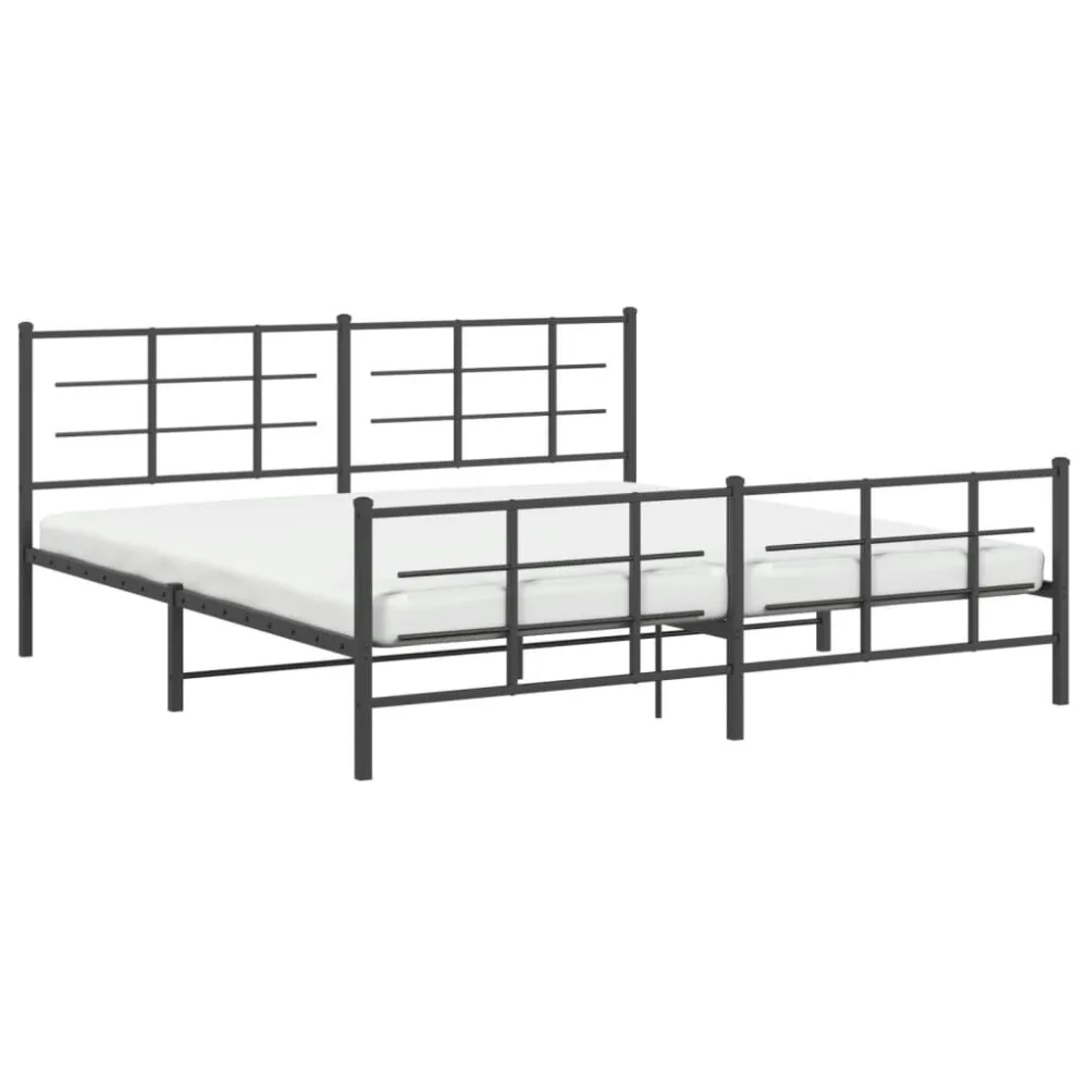 Bedframe met hoofd- en voeteneinde metaal zwart 200x200 cm