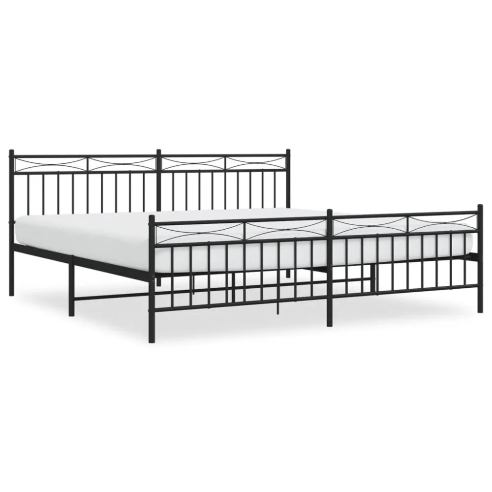 Bedframe met hoofd- en voeteneinde metaal zwart 200x200 cm