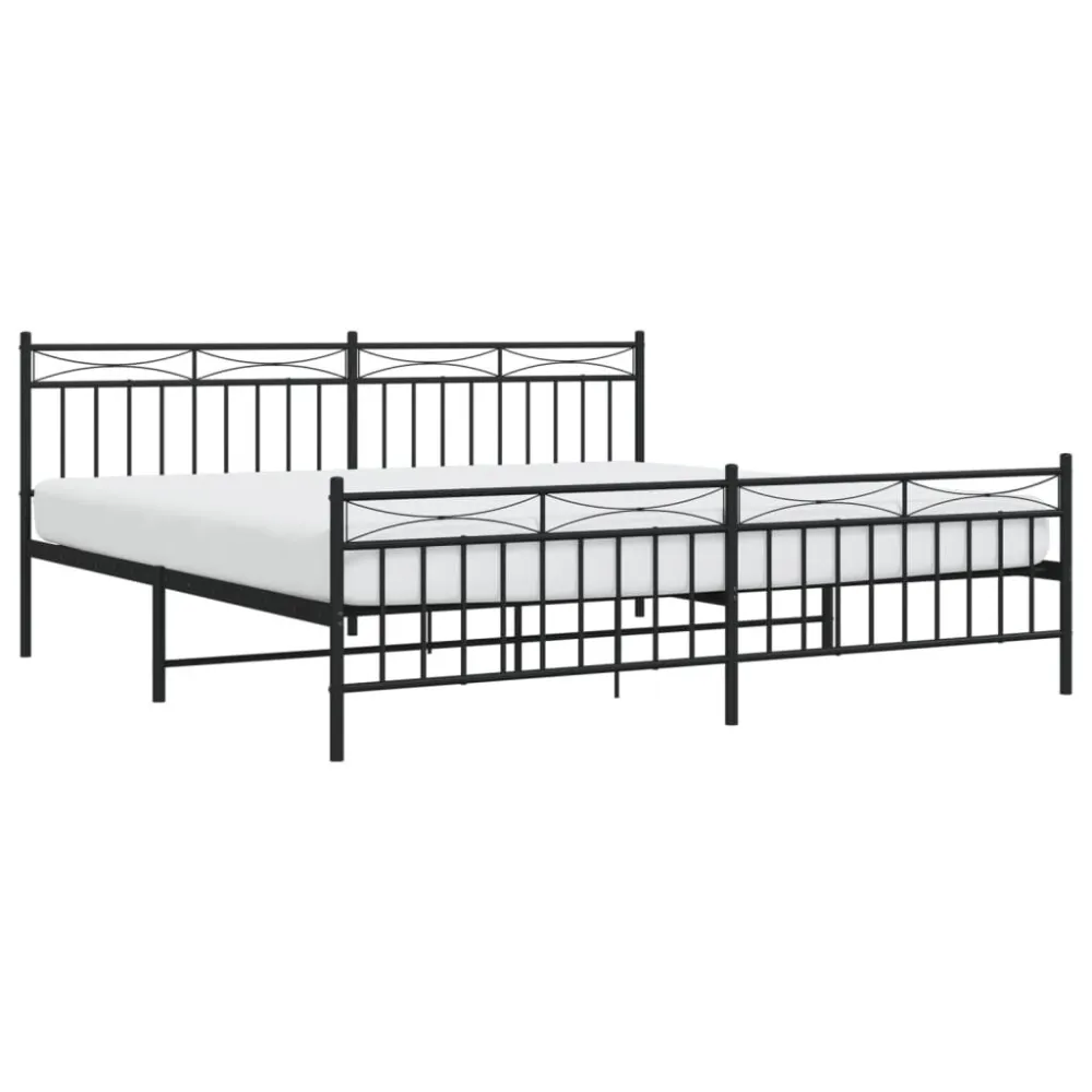 Bedframe met hoofd- en voeteneinde metaal zwart 200x200 cm