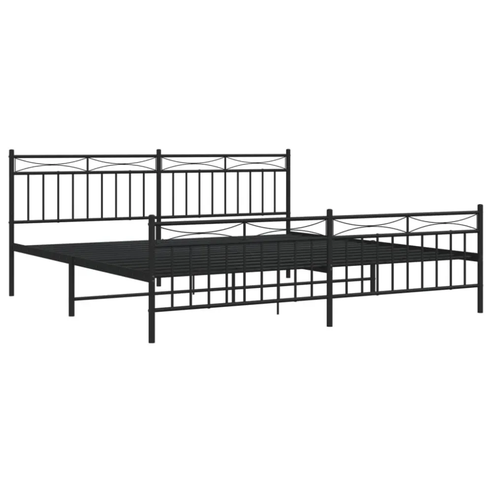 Bedframe met hoofd- en voeteneinde metaal zwart 200x200 cm