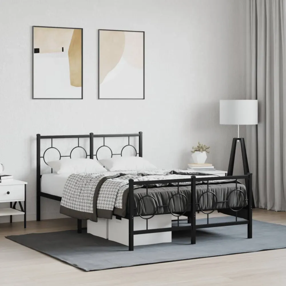 Bedframe met hoofd- en voeteneinde metaal zwart 120x200 cm