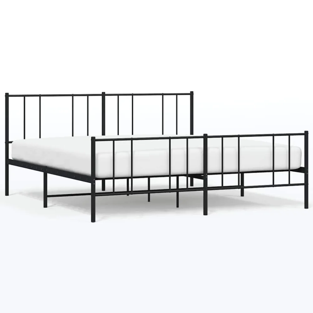 Bedframe met hoofd- en voeteneinde metaal zwart 183x213 cm