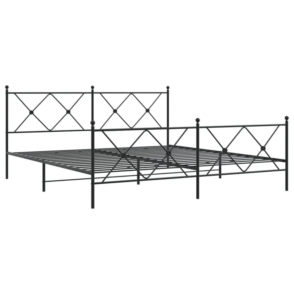 Bedframe met hoofd- en voeteneinde metaal zwart 183x213 cm