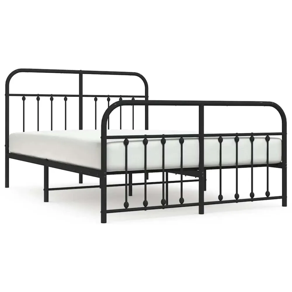 Bedframe met hoofd- en voeteneinde metaal zwart 135x190 cm