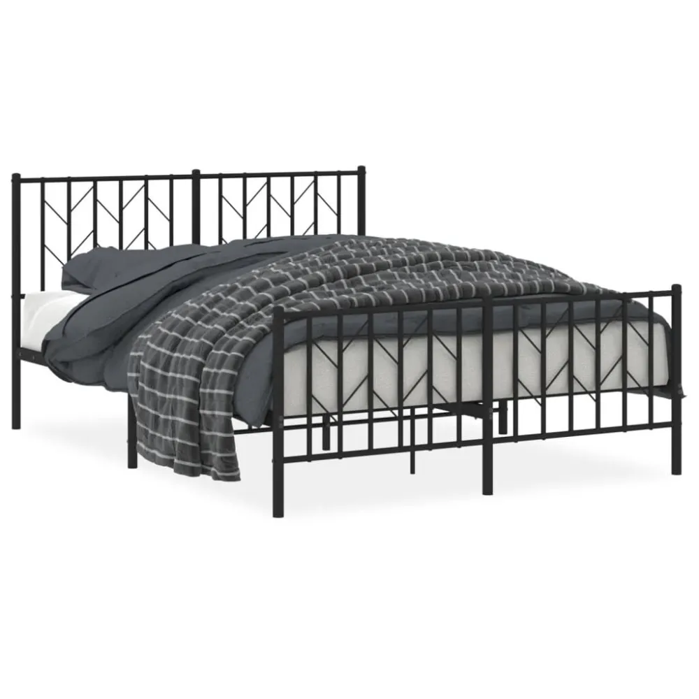 Bedframe met hoofd- en voeteneinde metaal zwart 140x200 cm