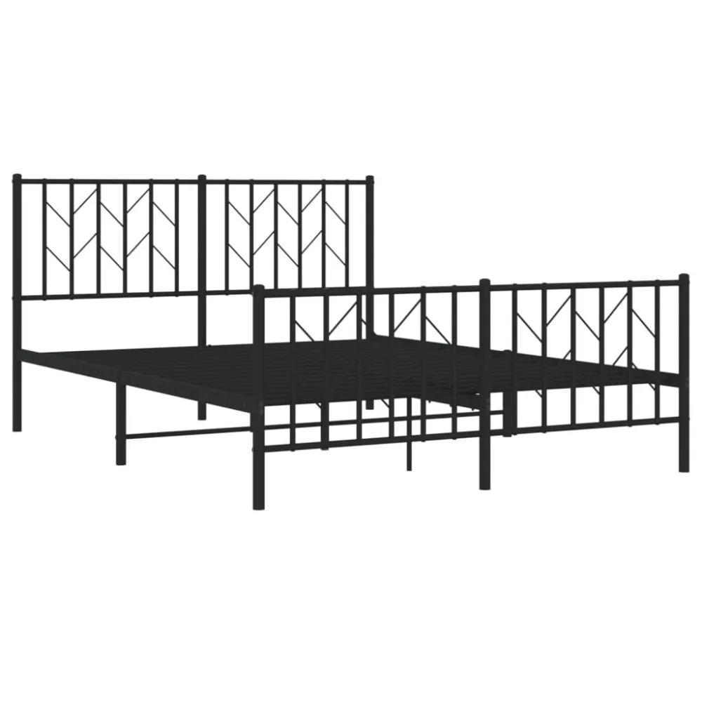 Bedframe met hoofd- en voeteneinde metaal zwart 140x200 cm