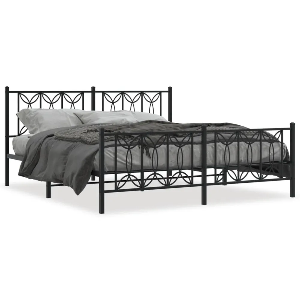Bedframe met hoofd- en voeteneinde metaal zwart 183x213 cm