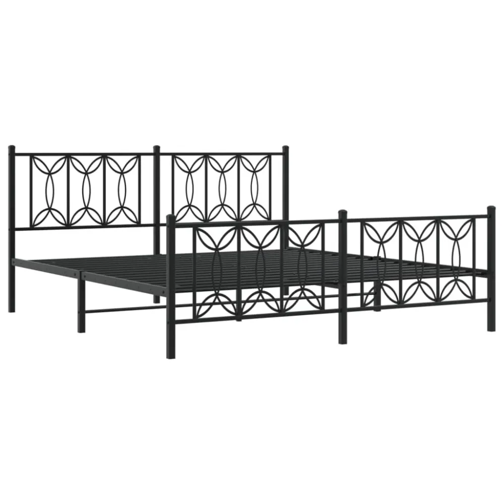 Bedframe met hoofd- en voeteneinde metaal zwart 183x213 cm