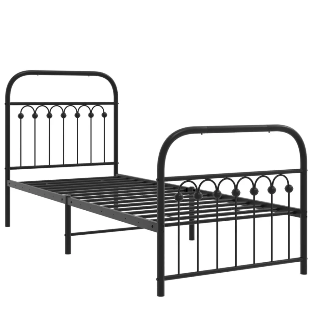 Bedframe met hoofd- en voeteneinde metaal zwart 80x200 cm