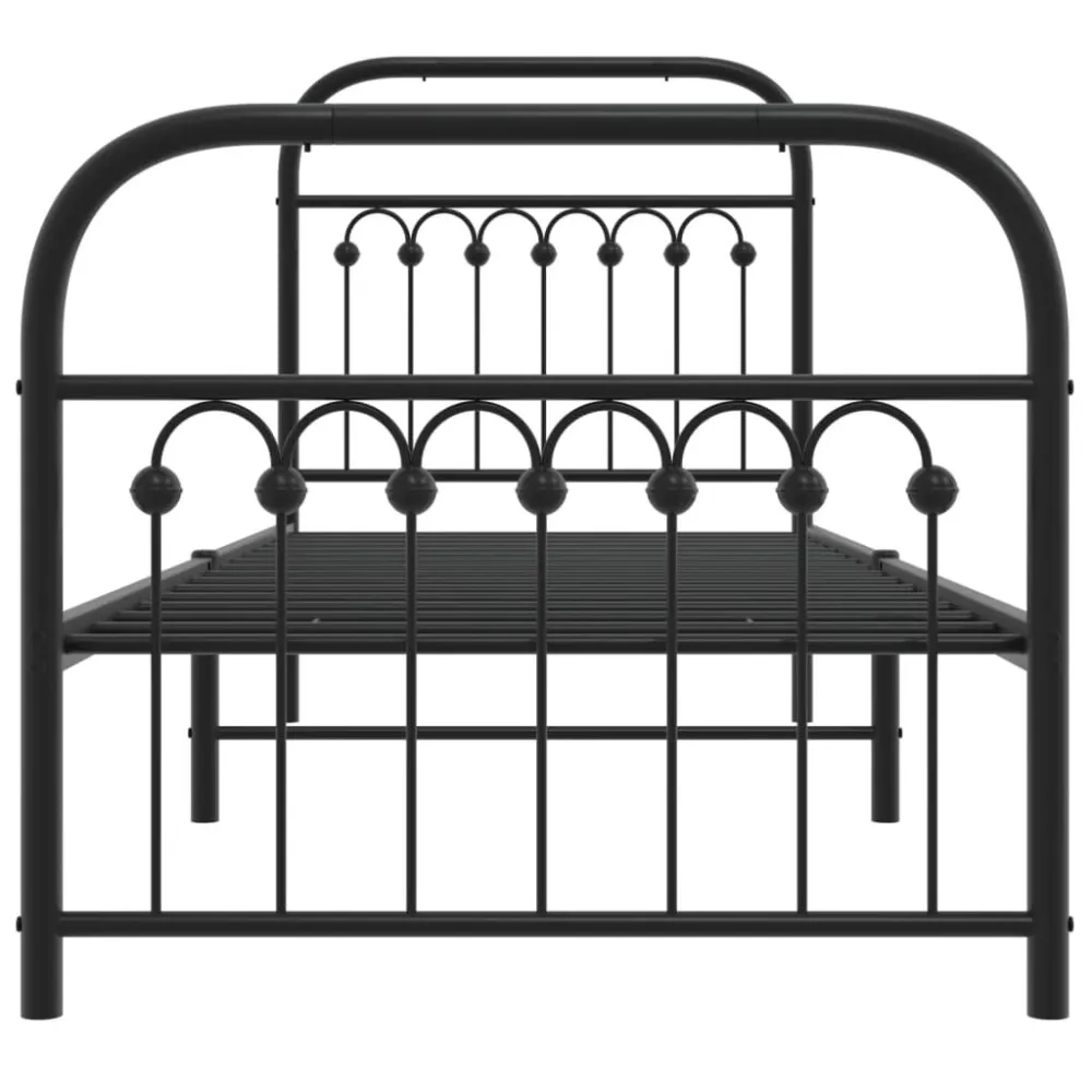 Bedframe met hoofd- en voeteneinde metaal zwart 80x200 cm