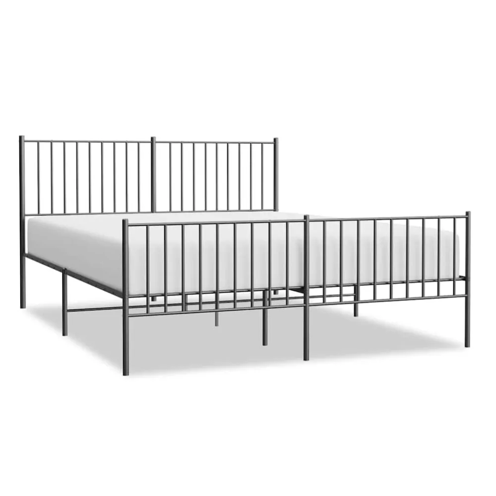 Bedframe met hoofd- en voeteneinde metaal zwart 150x200 cm