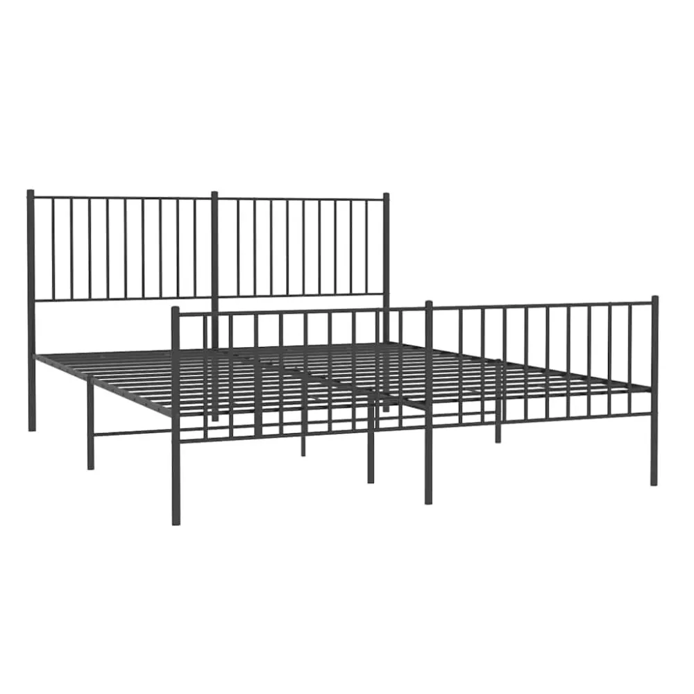 Bedframe met hoofd- en voeteneinde metaal zwart 150x200 cm