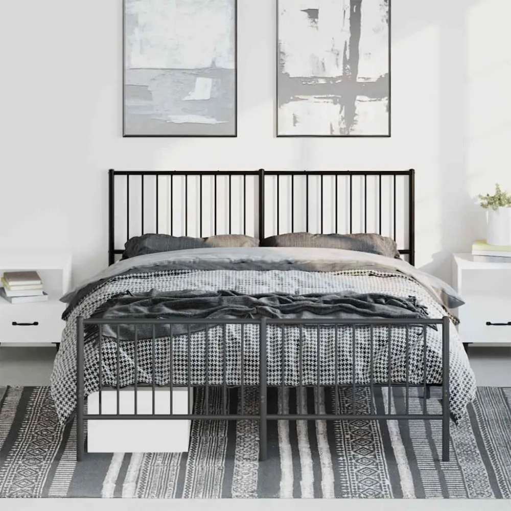 Bedframe met hoofd- en voeteneinde metaal zwart 150x200 cm