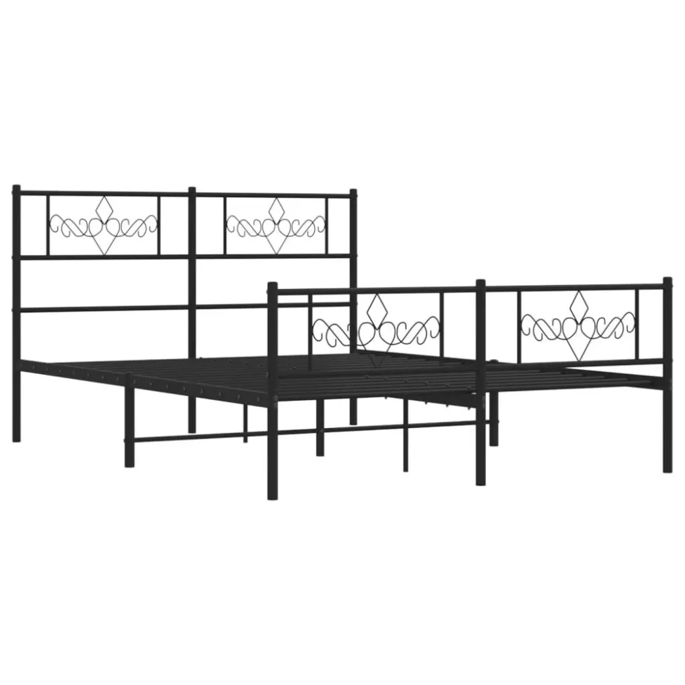 Bedframe met hoofd- en voeteneinde metaal zwart 120x200 cm