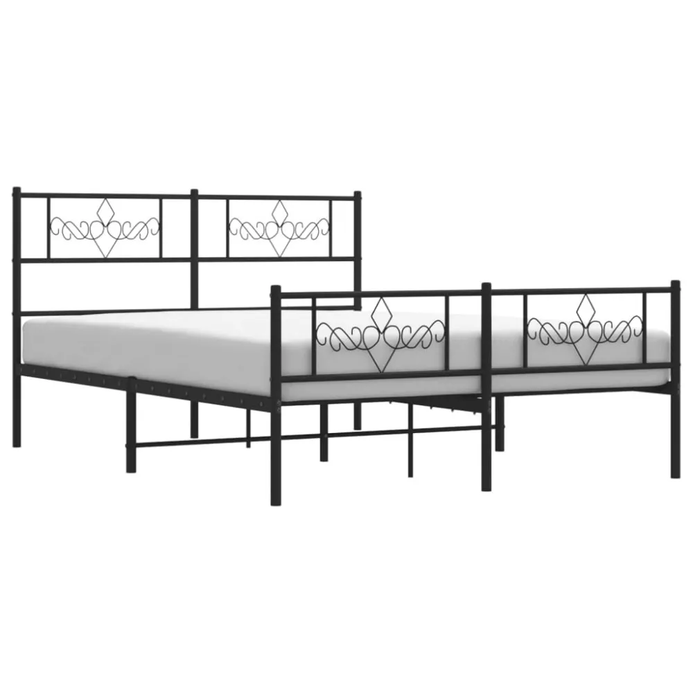 Bedframe met hoofd- en voeteneinde metaal zwart 120x200 cm