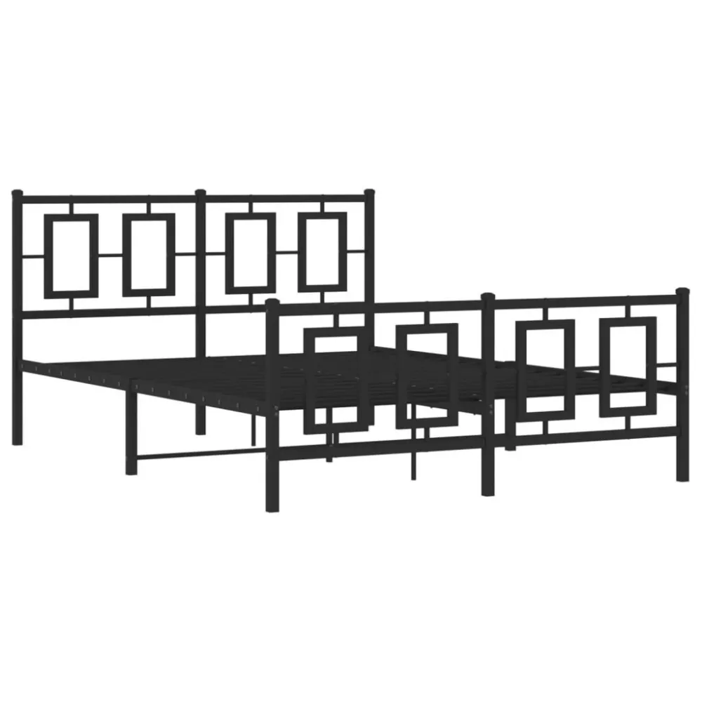 Bedframe met hoofd- en voeteneinde metaal zwart 140x190 cm