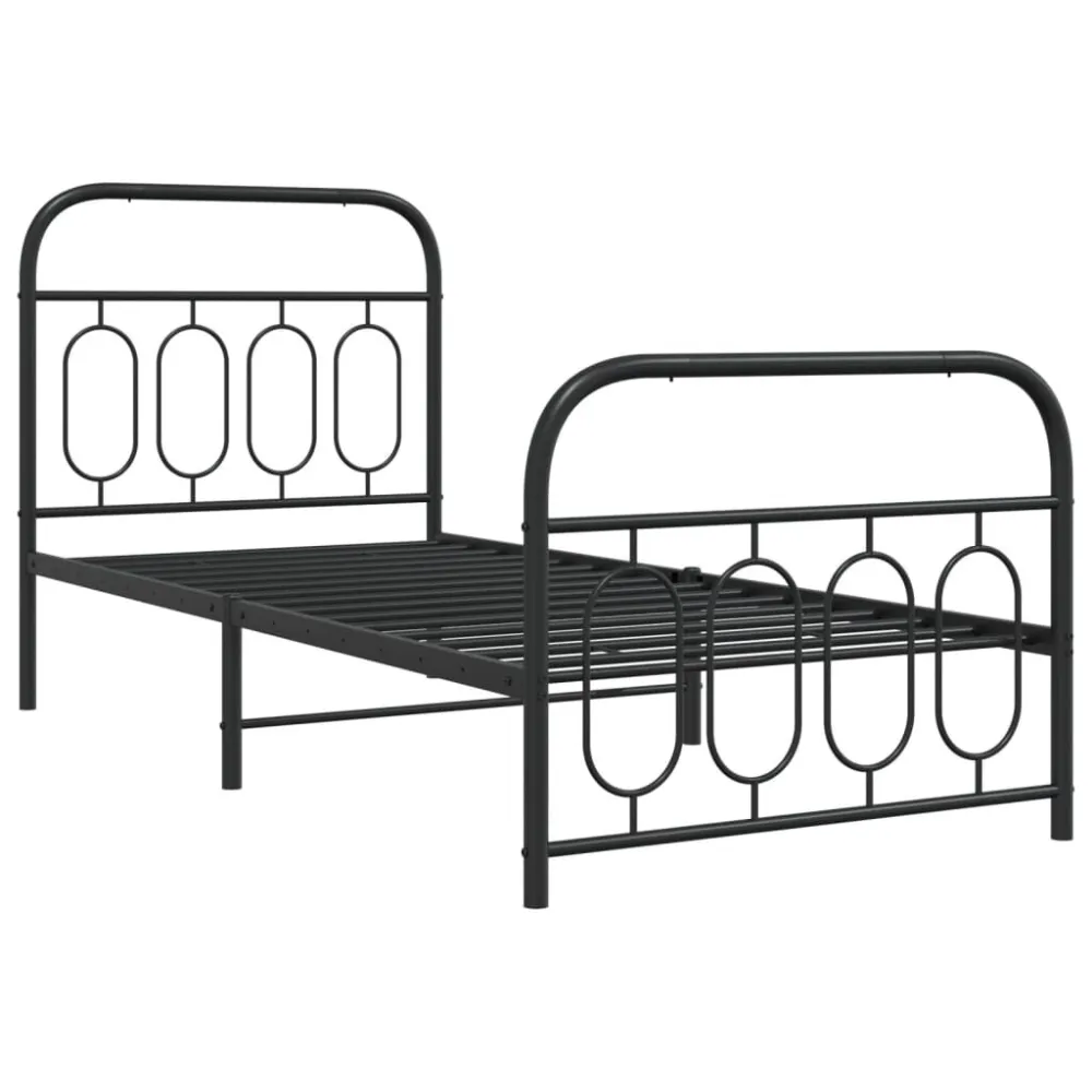 Bedframe met hoofd- en voeteneinde metaal zwart 80x200 cm