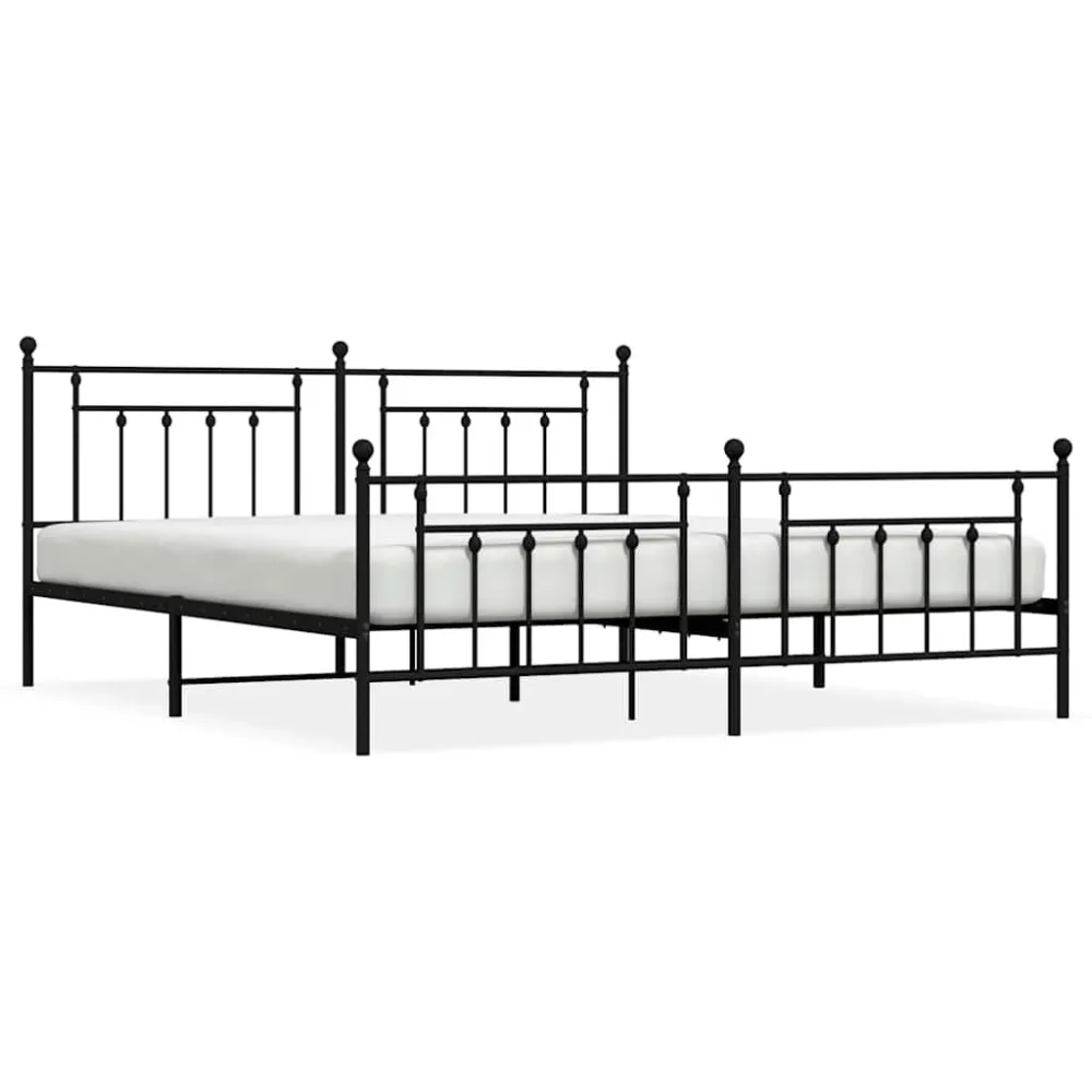 Bedframe met hoofd- en voeteneinde metaal zwart 193x203 cm