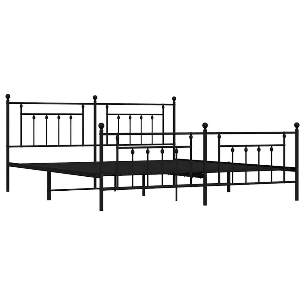 Bedframe met hoofd- en voeteneinde metaal zwart 193x203 cm