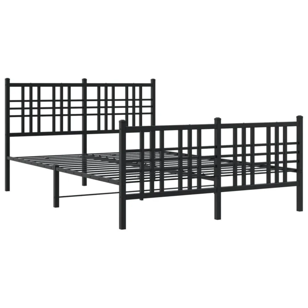 Bedframe met hoofd- en voeteneinde metaal zwart 120x190 cm