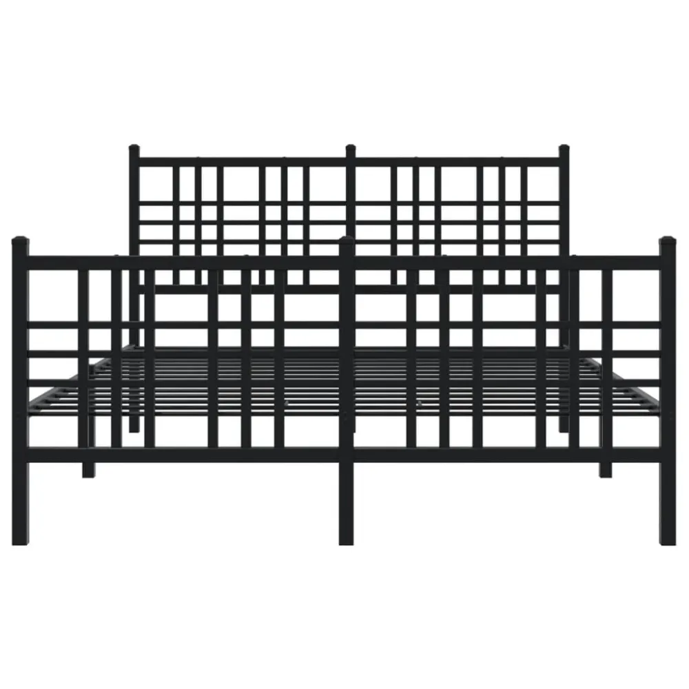 Bedframe met hoofd- en voeteneinde metaal zwart 120x190 cm