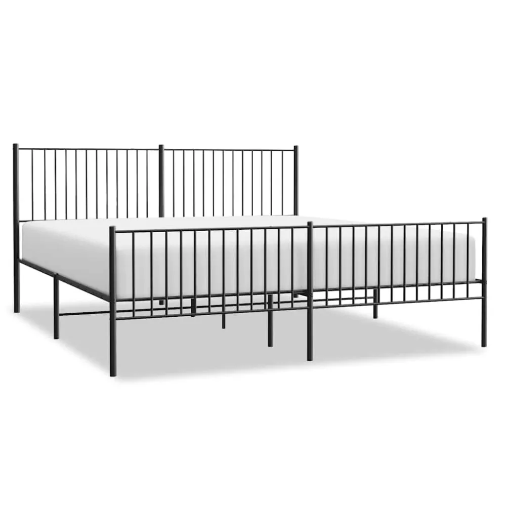 Bedframe met hoofd- en voeteneinde metaal zwart 193x203 cm