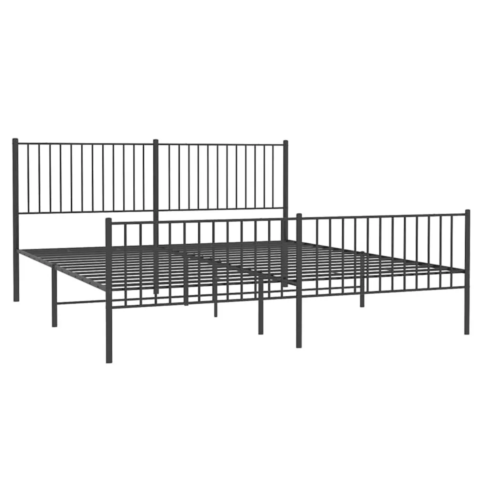 Bedframe met hoofd- en voeteneinde metaal zwart 193x203 cm