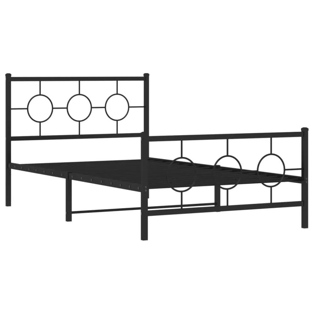 Bedframe met hoofd- en voeteneinde metaal zwart 107x203 cm
