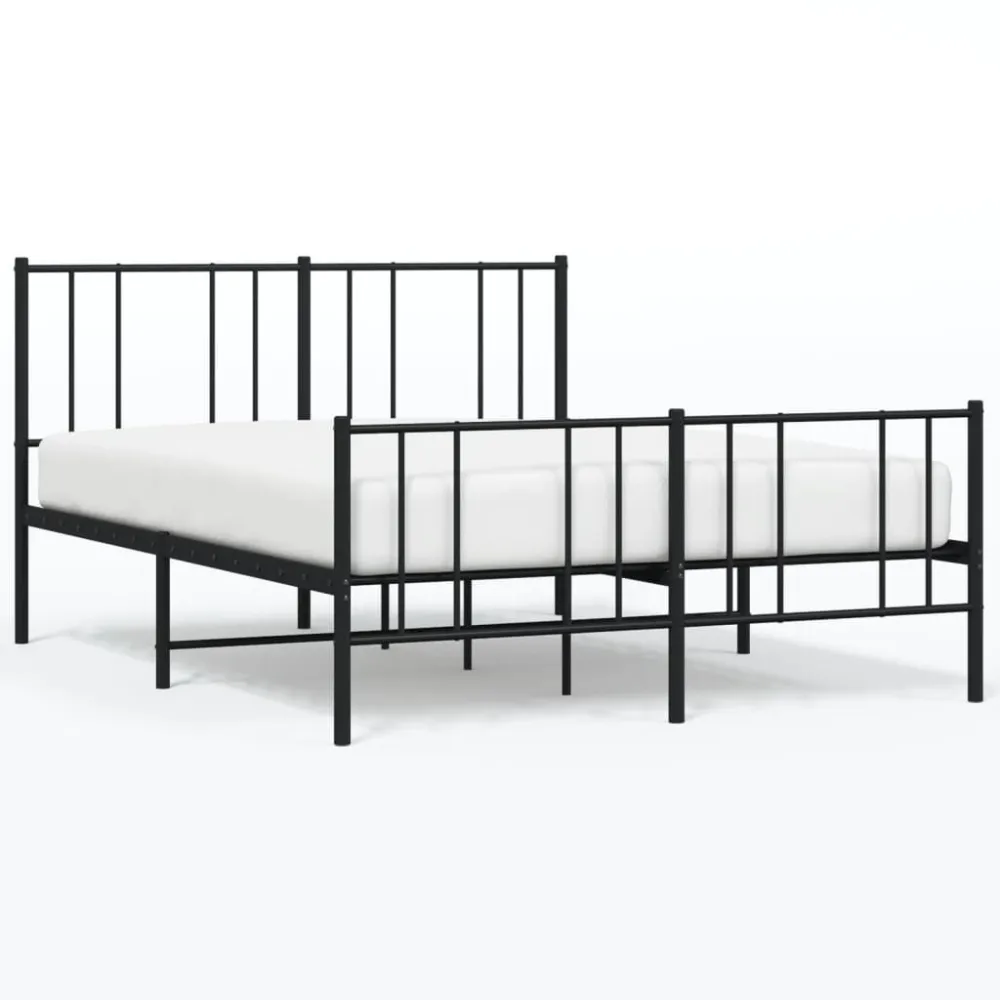 Bedframe met hoofd- en voeteneinde metaal zwart 120x190 cm