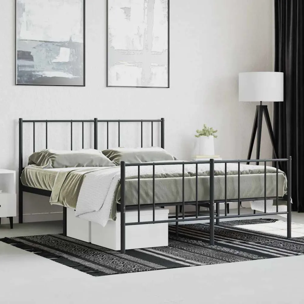 Bedframe met hoofd- en voeteneinde metaal zwart 120x190 cm