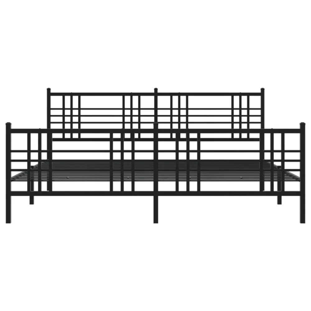 Bedframe met hoofd- en voeteneinde metaal zwart 193x203 cm
