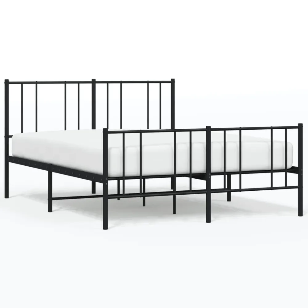Bedframe met hoofd- en voeteneinde metaal zwart 140x190 cm