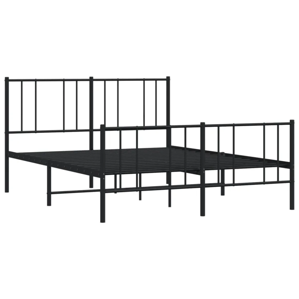Bedframe met hoofd- en voeteneinde metaal zwart 140x190 cm