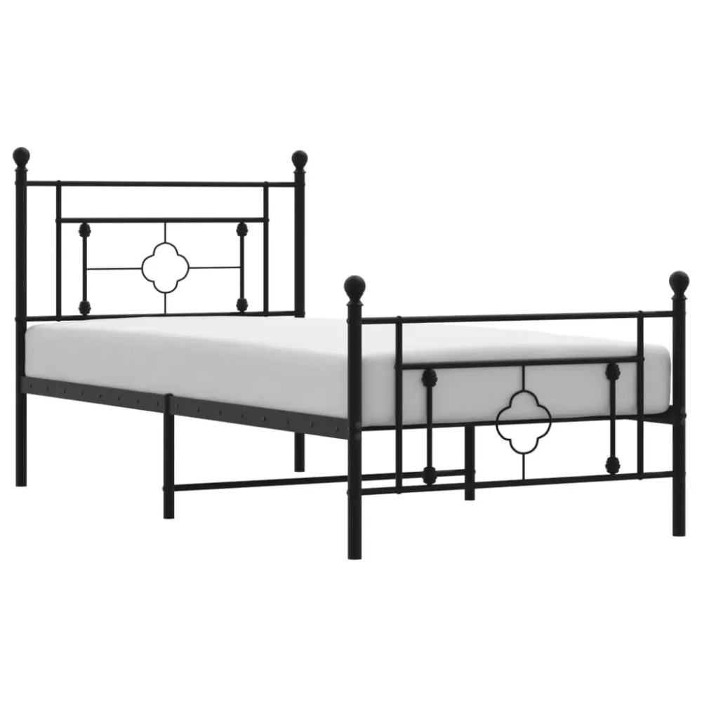 Bedframe met hoofd- en voeteneinde metaal zwart 100x190 cm