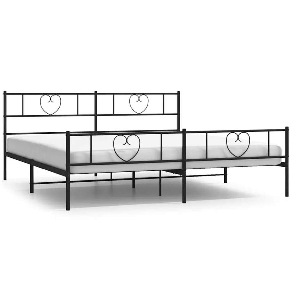 Bedframe met hoofd- en voeteneinde metaal zwart 183x213 cm