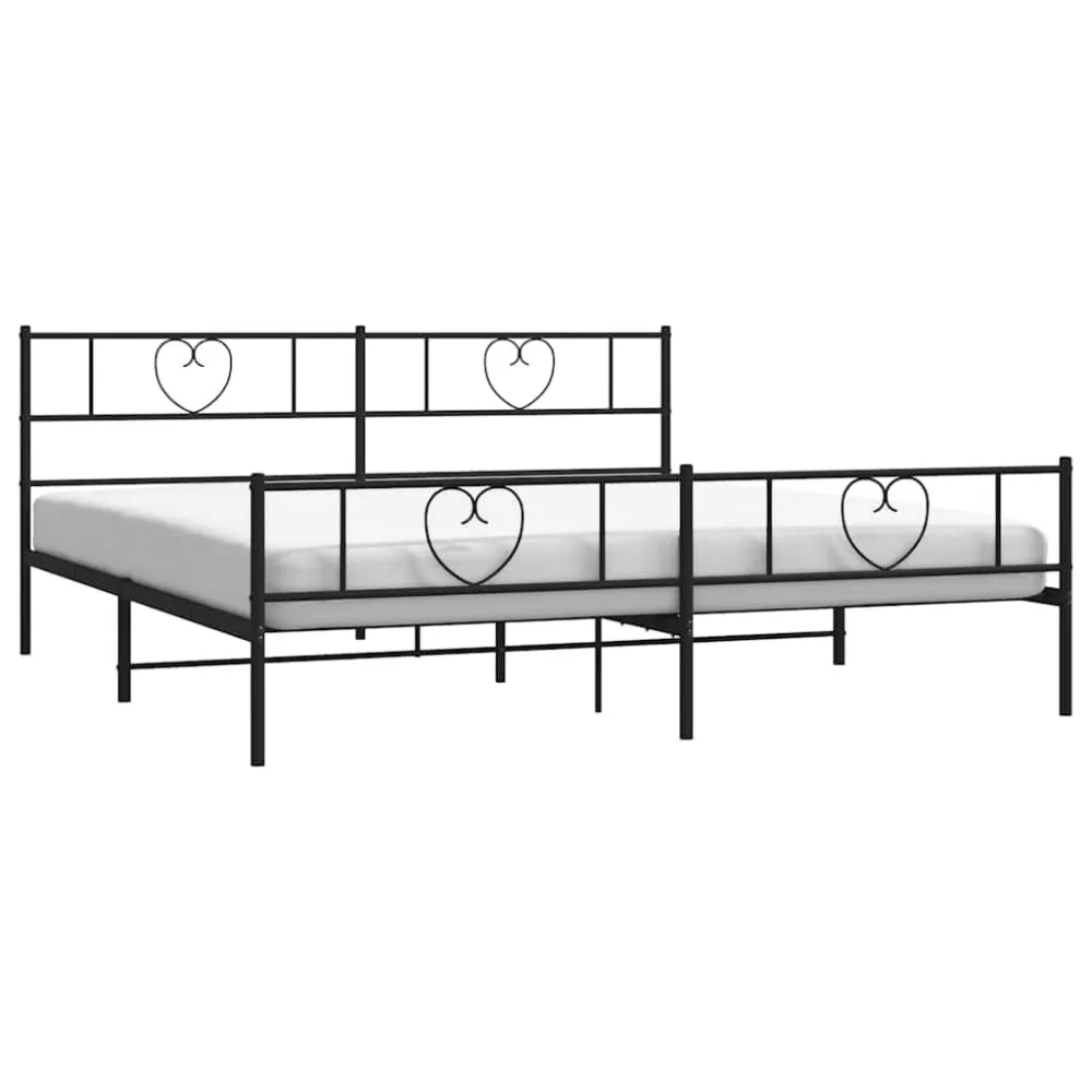 Bedframe met hoofd- en voeteneinde metaal zwart 183x213 cm
