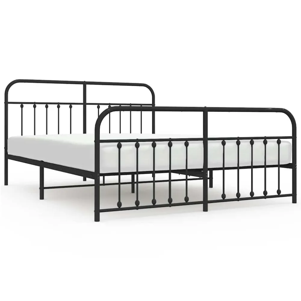 Bedframe met hoofd- en voeteneinde metaal zwart 183x213 cm