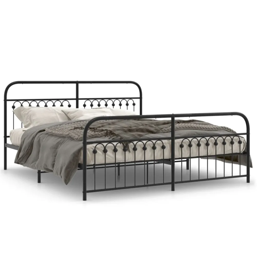 Bedframe met hoofd- en voeteneinde metaal zwart 183x213 cm