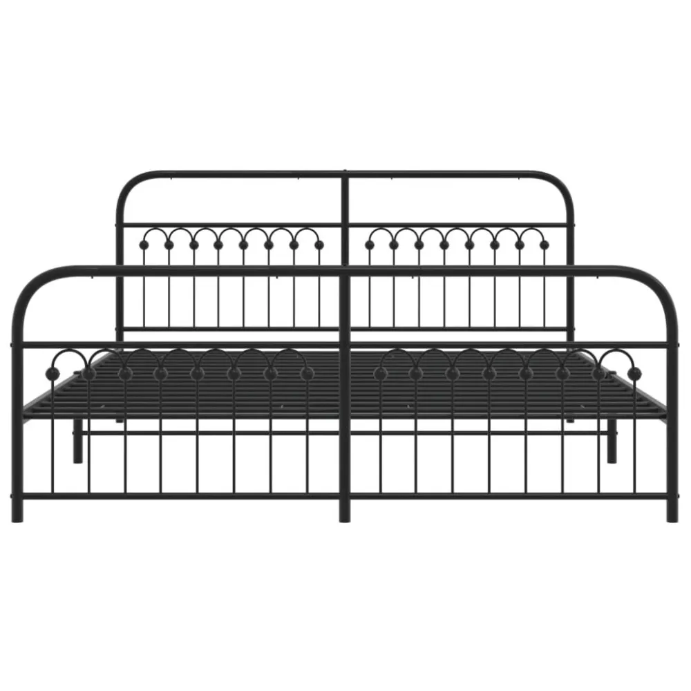 Bedframe met hoofd- en voeteneinde metaal zwart 183x213 cm