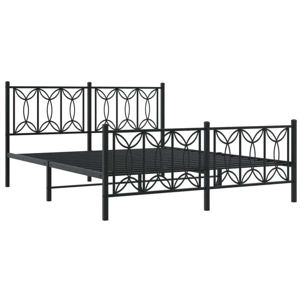 Bedframe met hoofd- en voeteneinde metaal zwart 150x200 cm
