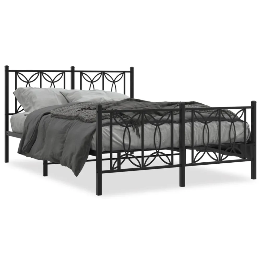 Bedframe met hoofd- en voeteneinde metaal zwart 140x200 cm