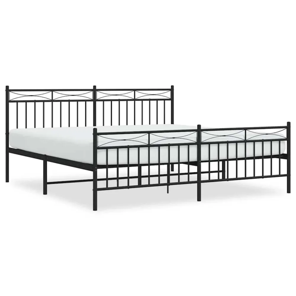 Bedframe met hoofd- en voeteneinde metaal zwart 183x213 cm