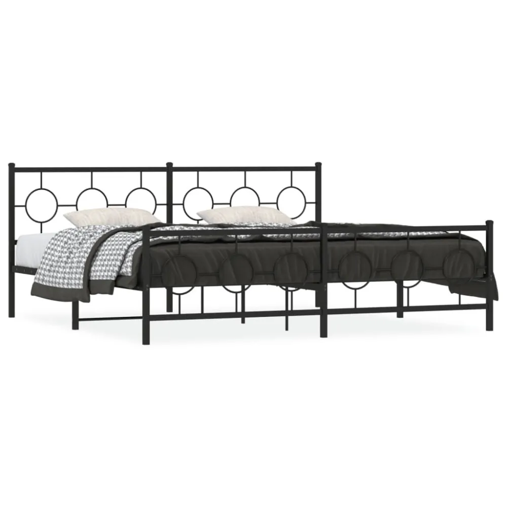 Bedframe met hoofd- en voeteneinde metaal zwart 193x203 cm