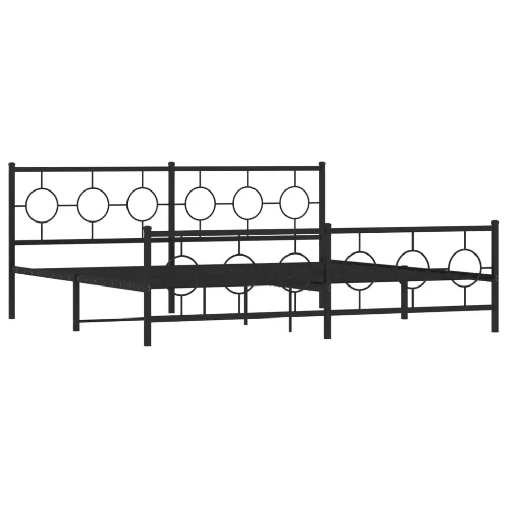 Bedframe met hoofd- en voeteneinde metaal zwart 193x203 cm