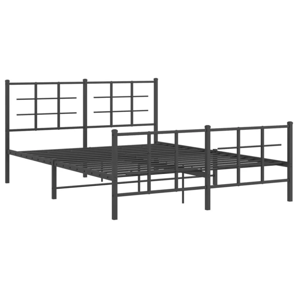 Bedframe met hoofd- en voeteneinde metaal zwart 150x200 cm
