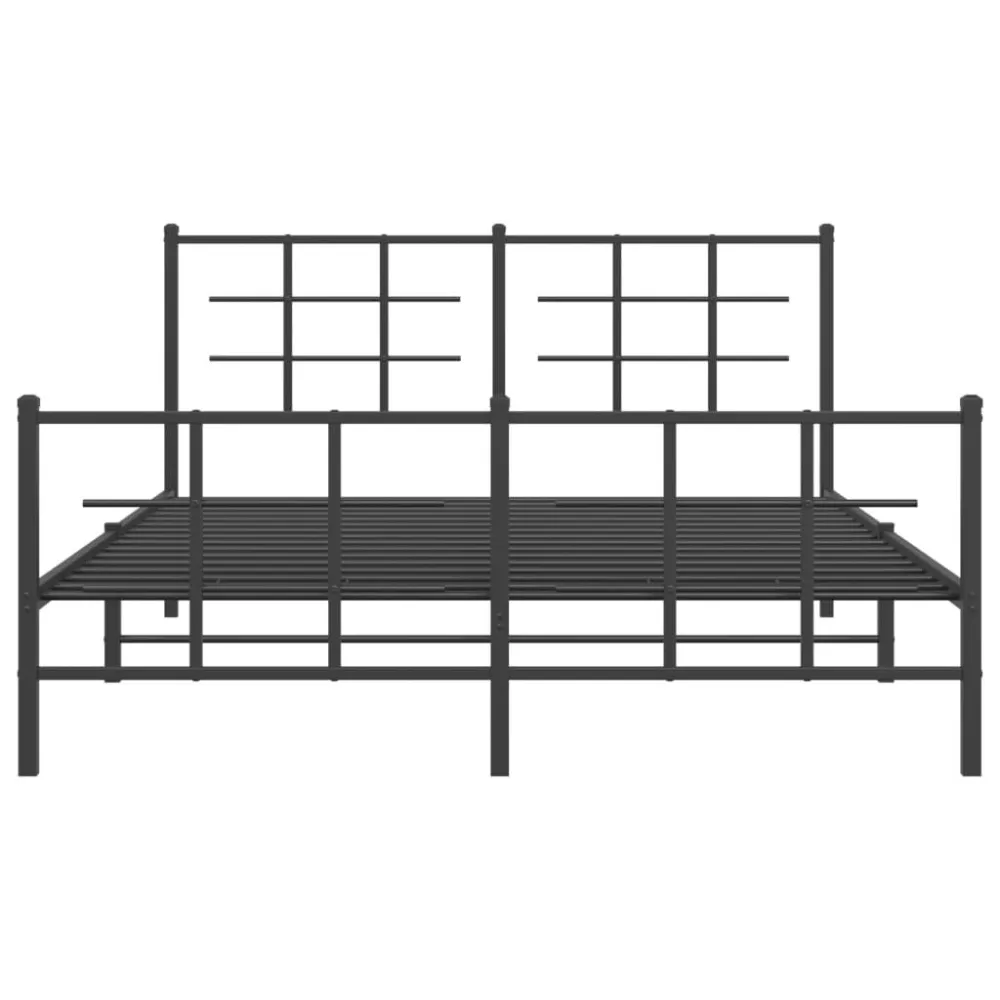 Bedframe met hoofd- en voeteneinde metaal zwart 150x200 cm