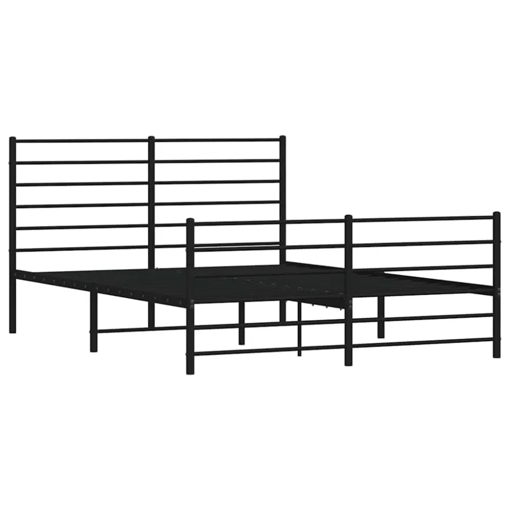Bedframe met hoofd- en voeteneinde metaal zwart 120x200 cm