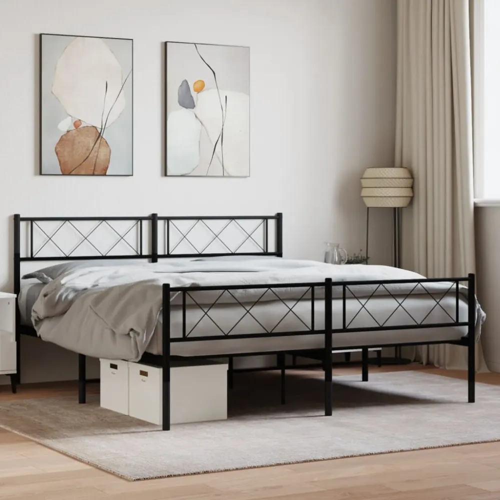 Bedframe met hoofd- en voeteneinde metaal zwart 120x190 cm