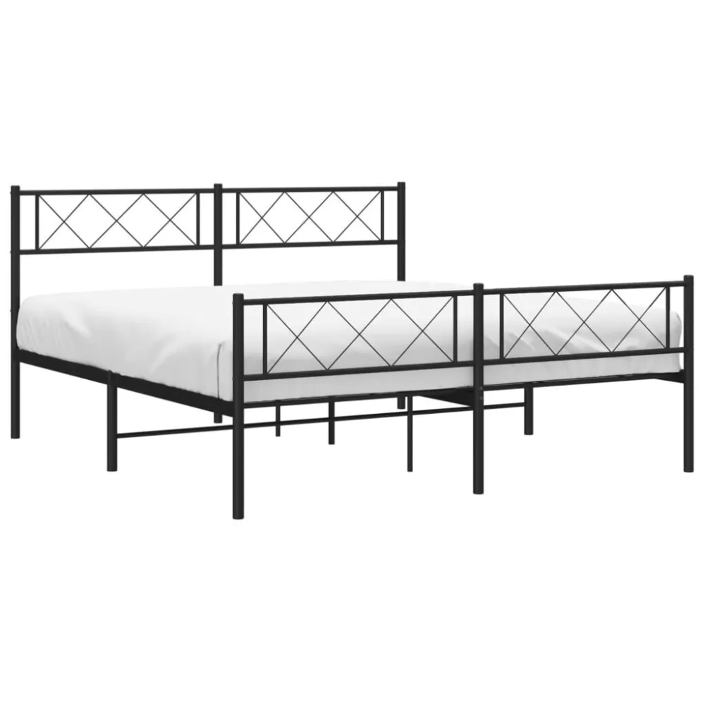 Bedframe met hoofd- en voeteneinde metaal zwart 120x190 cm