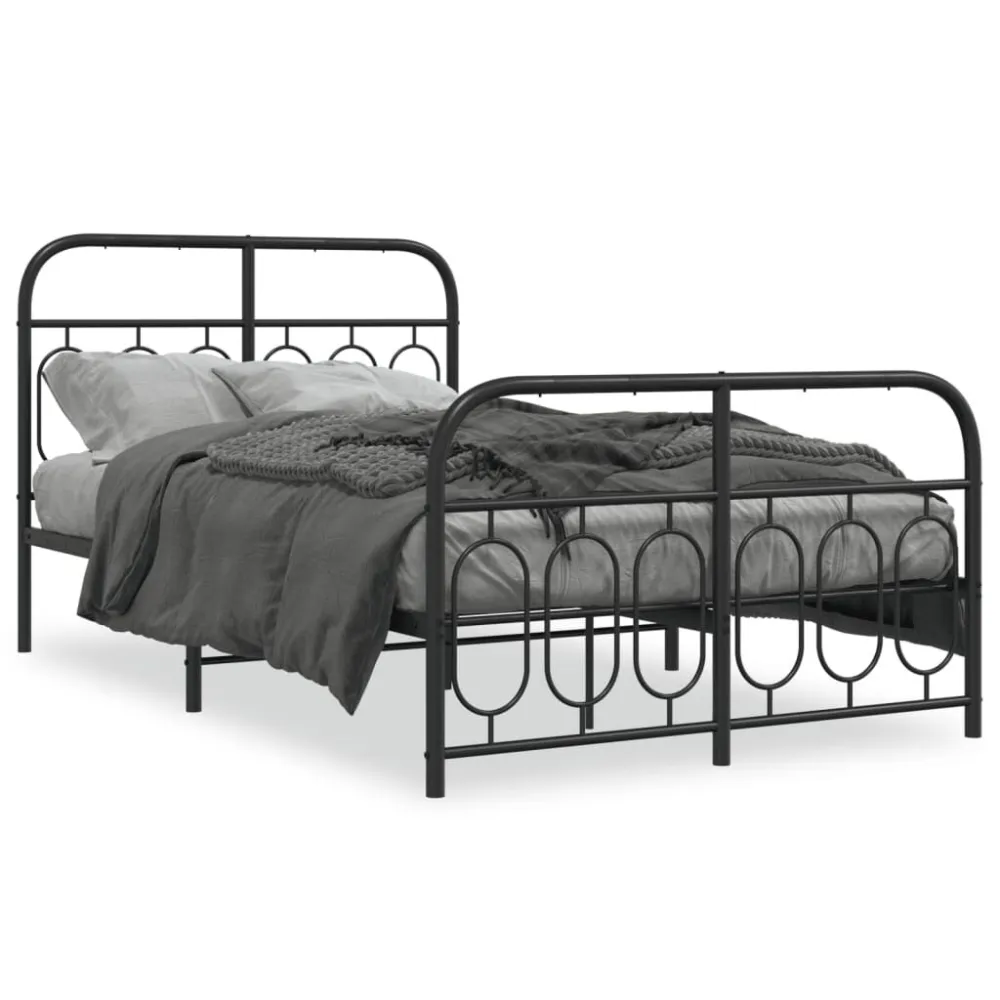 Bedframe met hoofd- en voeteneinde metaal zwart 120x200 cm